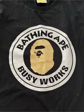 A Bathing Ape Black "Busy Works" Logo Short Sleeve Tee